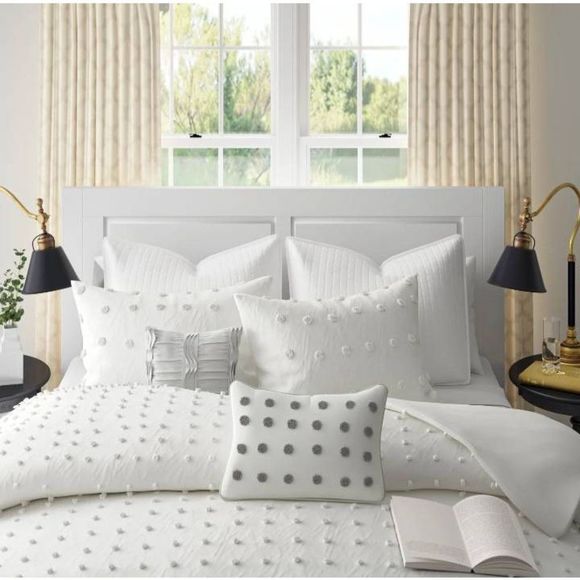 Urban Habitat 5-Piece Ivory 100% Cotton Dot Duvet Cover Set - Twin, Twin XL - Picture 13 of 16